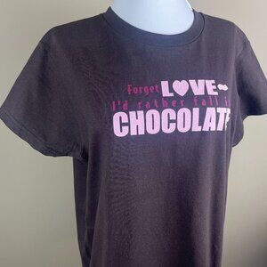 Decorated Originals NWT Short Sleeve Tee Size L Brown Pink, Crew Neck, Chocolate